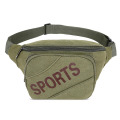 2021 Vintage Design Customized Logo Canvas Lightweight Waist Belt Bumbag Crossbody Chest Bag Adjustable Sports Running Fanny Pack with 2 Zipper Pockets